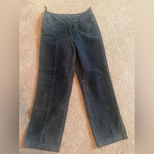 Navy Suede Leather Ankle Pants- size 12